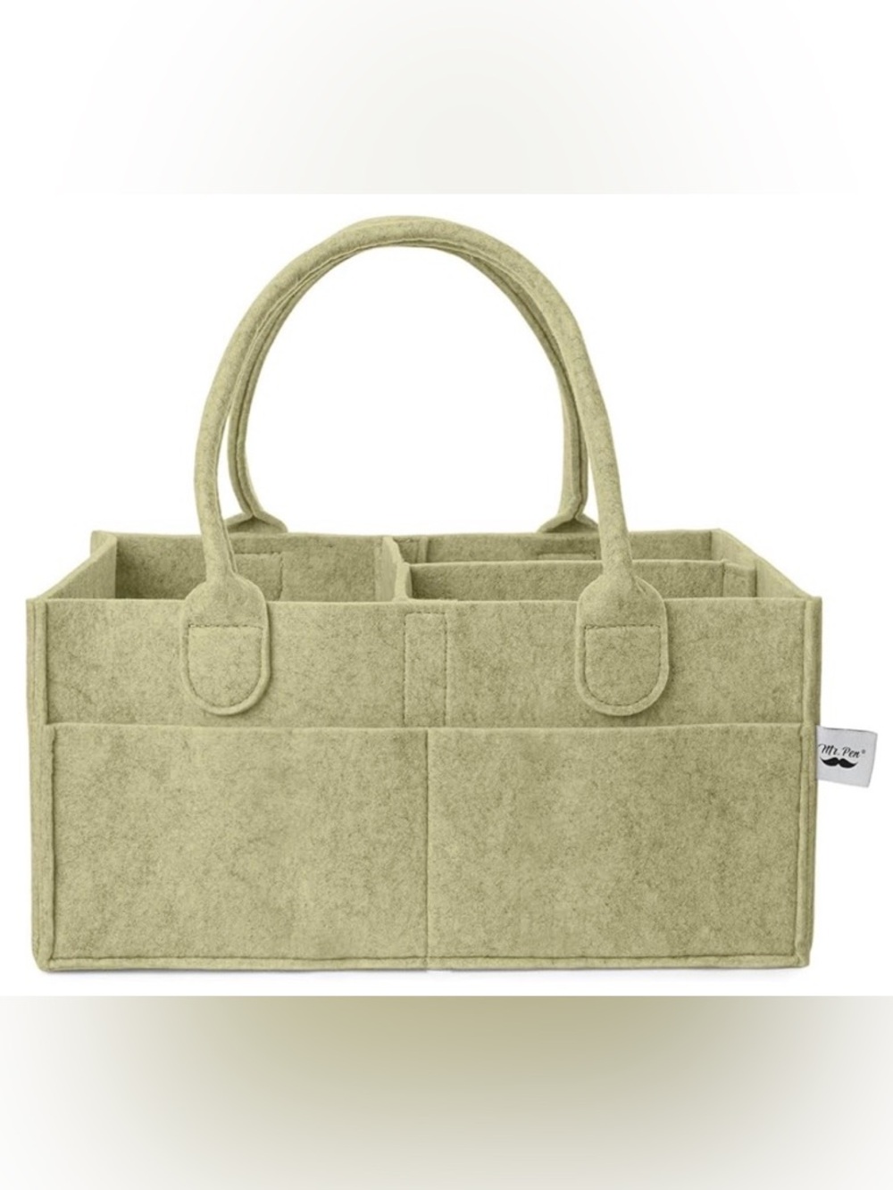Green (Olive Calm) Felt Storage/Diaper Caddy Organizer Tote by Mr. Pen. New!